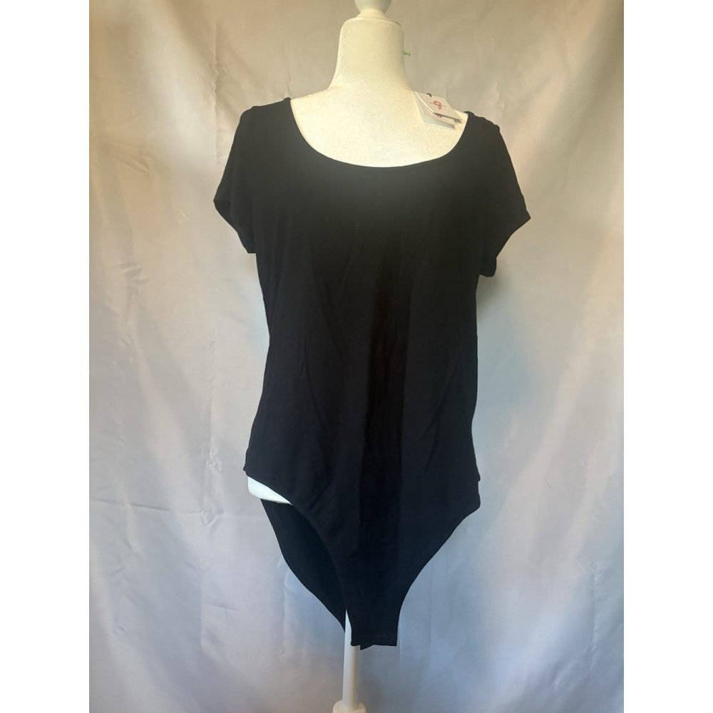 The Nines by HATCH Maternity Bodysuit Black Scoop Neck Cap Sleeve XL NWT